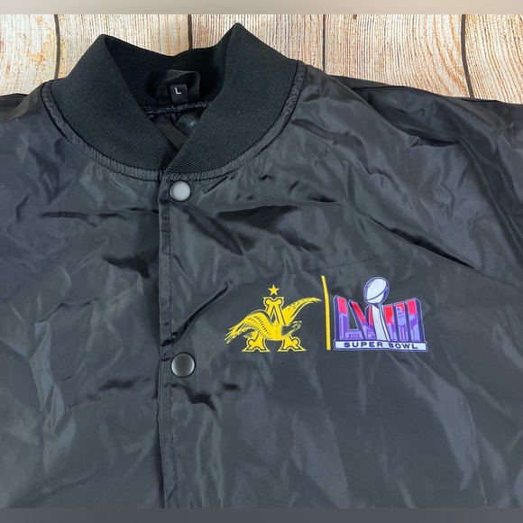 Mens NFL Super Bowl LVIII Budweiser Football Quilted Bomber Jacket Large - Picture 5 of 6